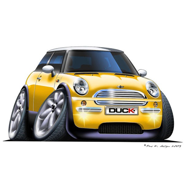 BMW Mini Cooper - Vinyl Wall Art Sticker - Yellow