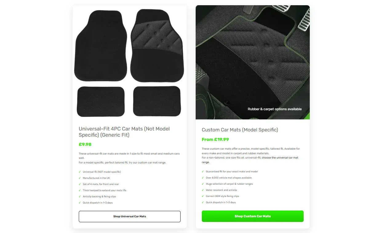Universal vs Custom Car Mats