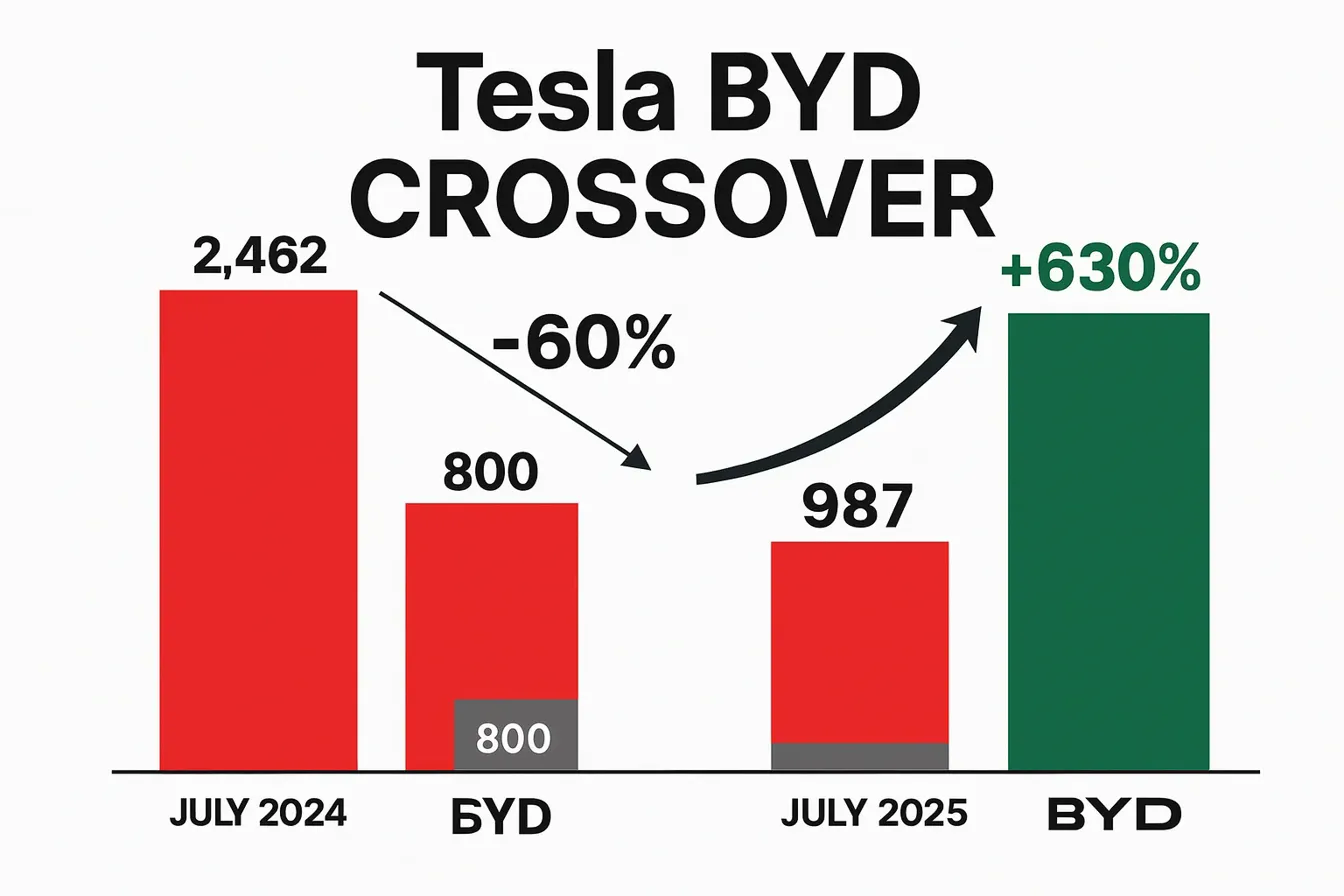Tesla vs BYD sales comparison